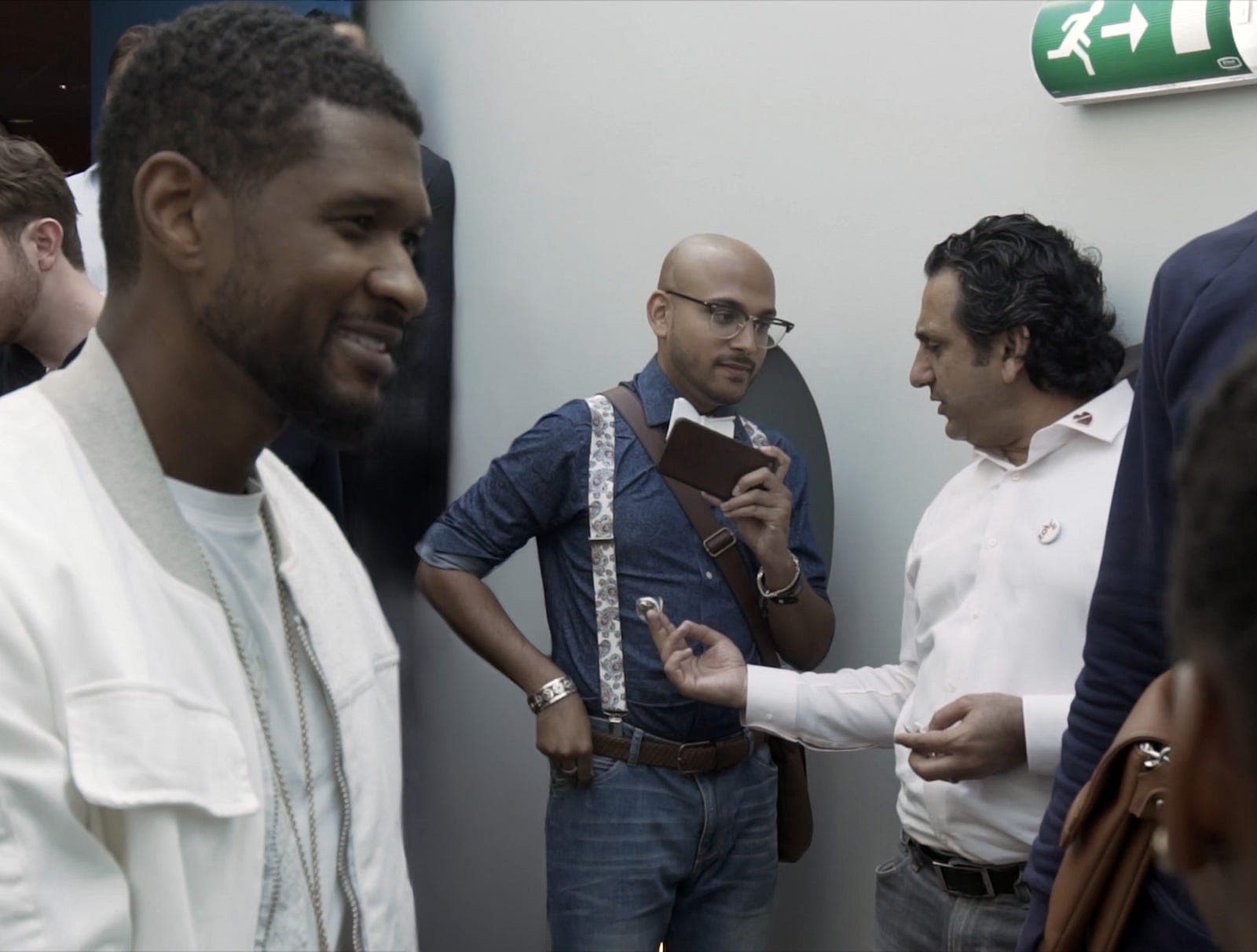 Anik Devaughn with Usher and Dr. Habib Sadeghi at Brilliant Minds in Stockholm, 2018.